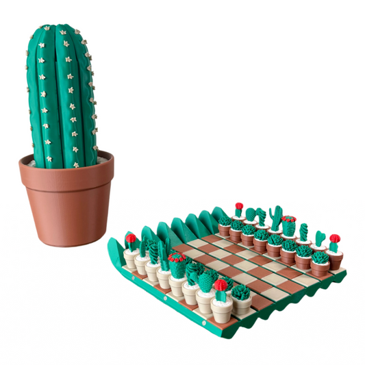 Cactus Chess Set – Roll-up Cactus Themed 3D-Printed Chess Board