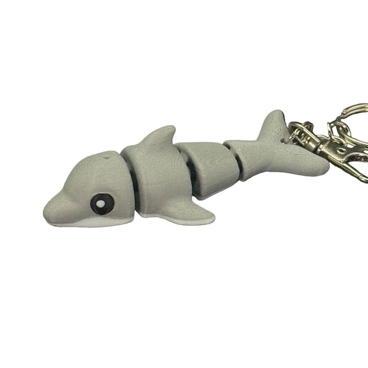 Dolphin - 3D Printed Pet Keychain - Flexible Articulating Fidget Stress Relief Toy