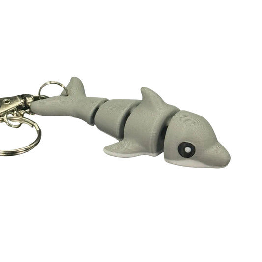 Dolphin - 3D Printed Pet Keychain - Flexible Articulating Fidget Stress Relief Toy