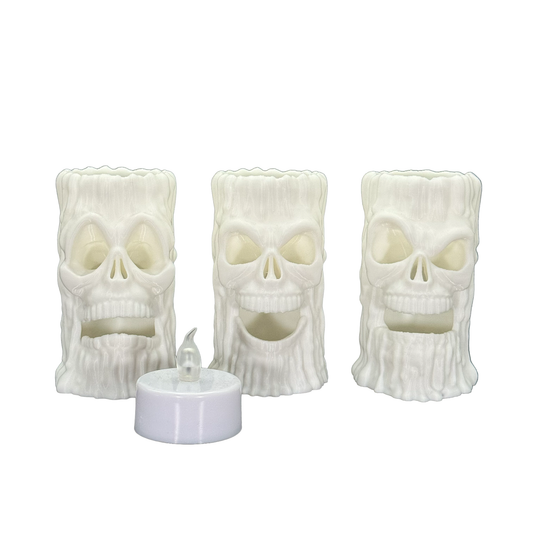 Creepy Skull Candles Set - 3D Printed Skull Tealight Holders (Set of 3)