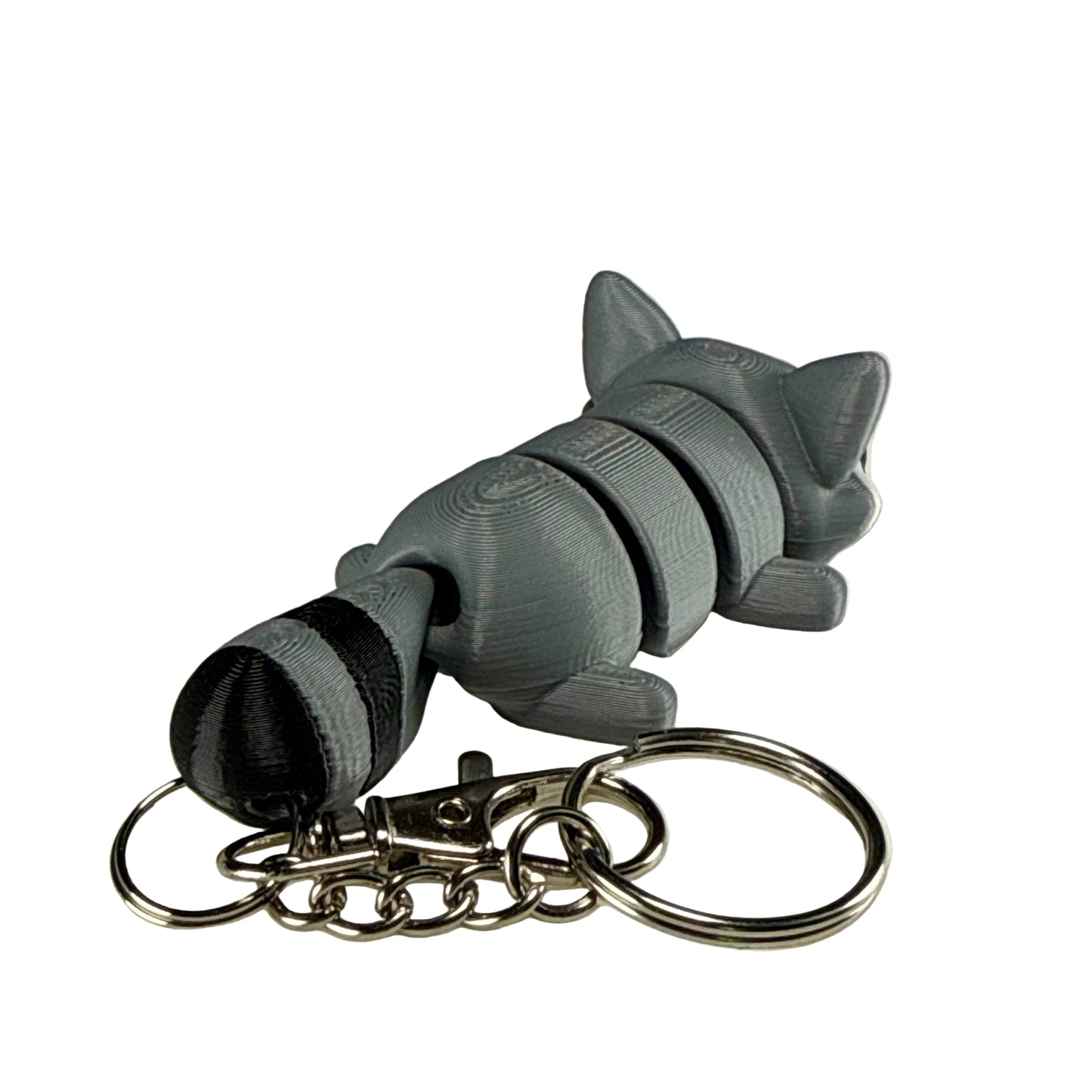 Raccoon - 3D Printed Pet Keychain - Flexible Articulating Fidget Stress Relief Toy