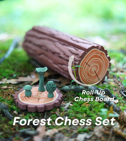 Forest Chess Set – Roll-up Mushroom Themed 3D-Printed Chess Board
