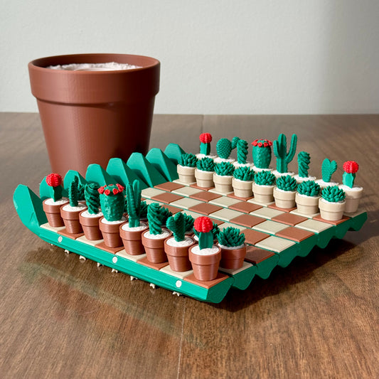 Cactus Chess Set – Roll-up Cactus Themed 3D-Printed Chess Board