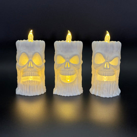 Creepy Skull Candles Set - 3D Printed Skull Tealight Holders (Set of 3)
