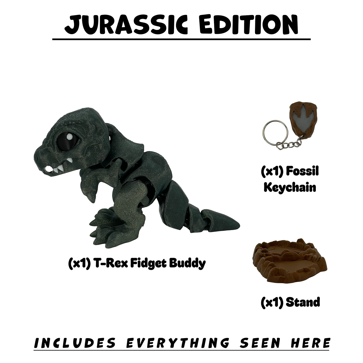 T-Rex - Fidget Buddy - [Emerald Sparkle Limited Edition] - Articulated Desk Toy