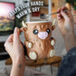 Ferdinand - The Ice Cream Pint Holding Highland Cow - Pint Pals by LeHa Design
