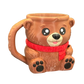 Bear-shaped mug with a red scarf on a white background