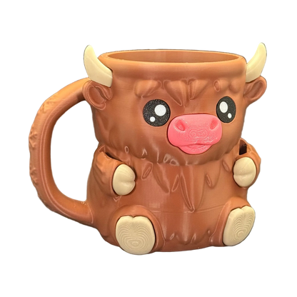 Ferdinand - The Ice Cream Pint Holding Highland Cow - Pint Pals by LeHa Design