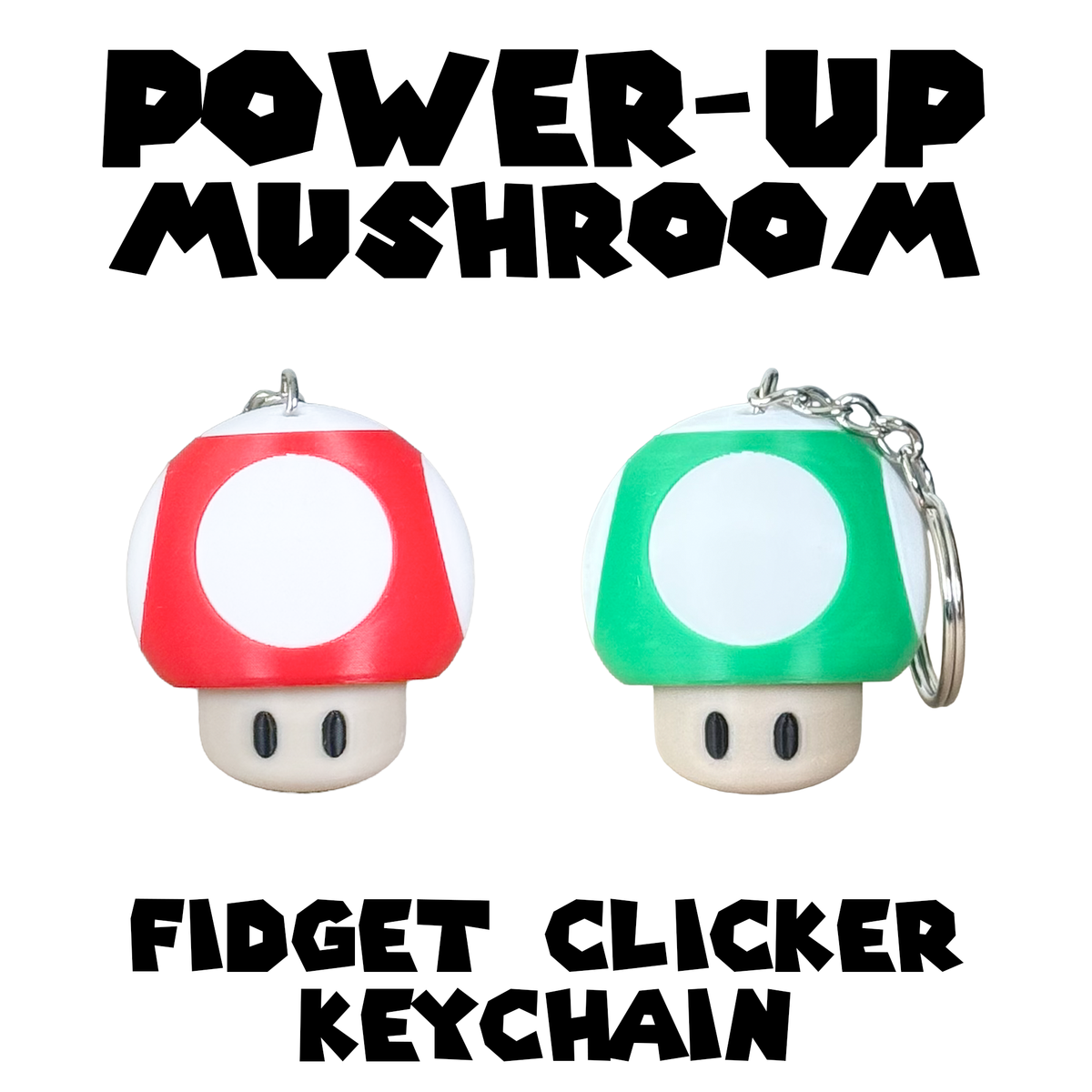 Power-Up Mushroom - Mushroom Shaped Fidget Clicker - Stress Relief Toy