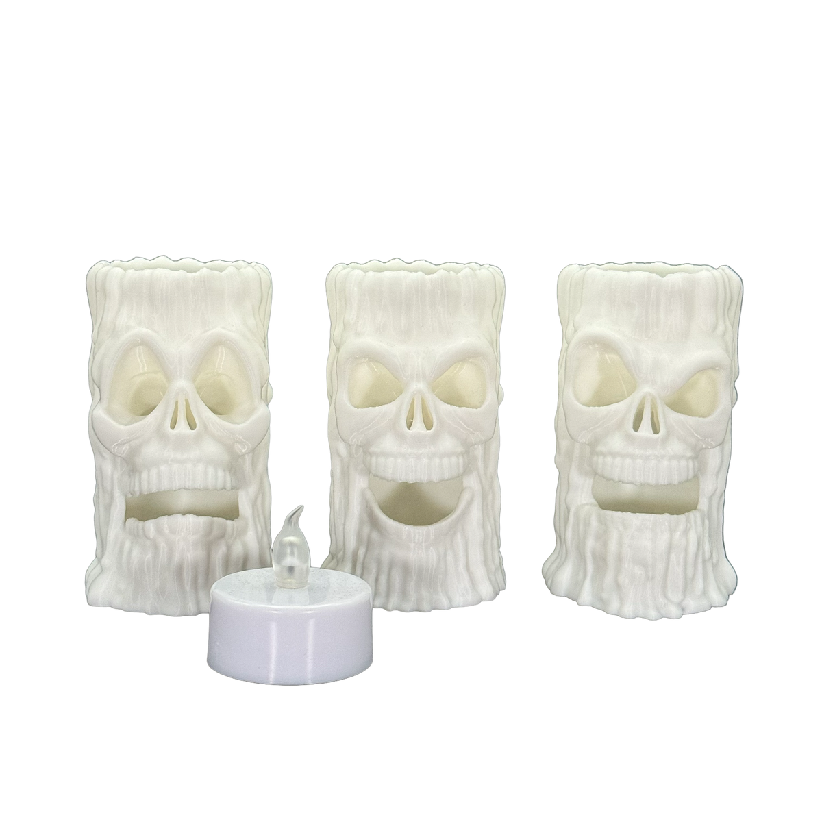 Creepy Skull Candles Set - 3D Printed Skull Tealight Holders (Set of 3)